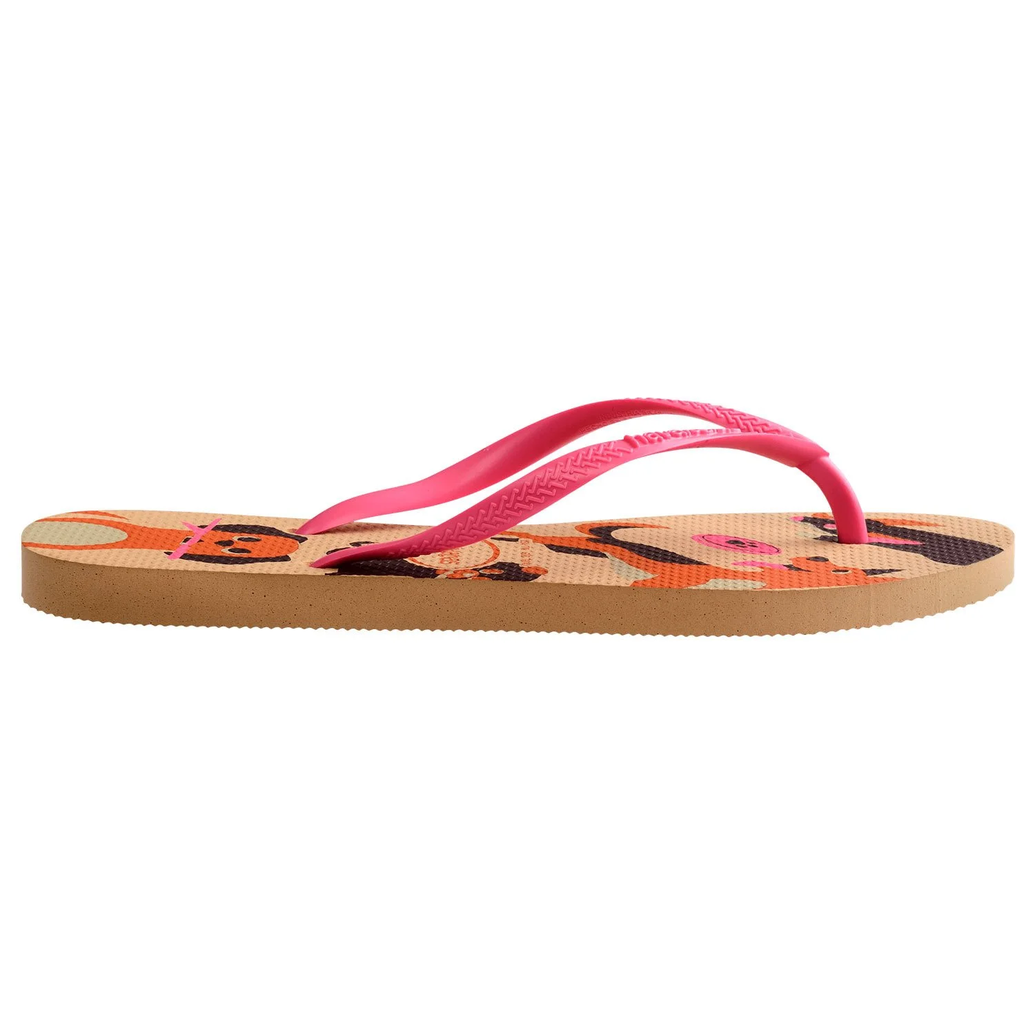 detalle de la suela de caucho, sandalias havaianas slim