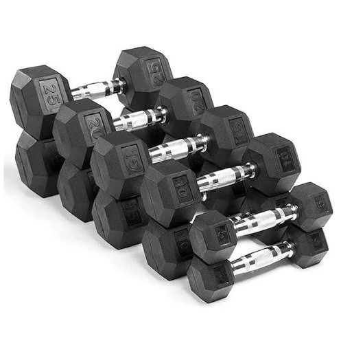 Mancuerna Hexagonal Caucho Premium para entrenamiento seguro