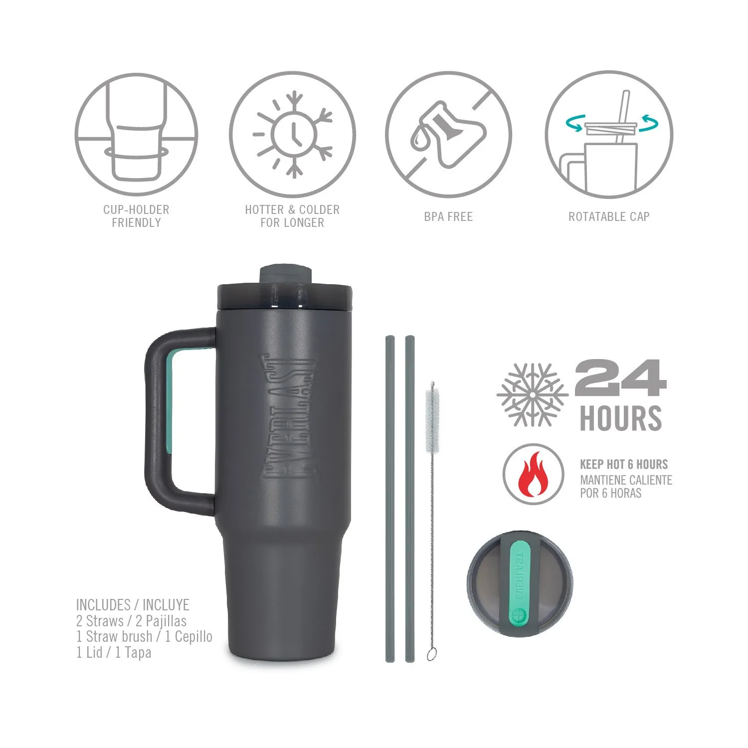 tumbler master 900 ml everlast taza de acero inoxidable