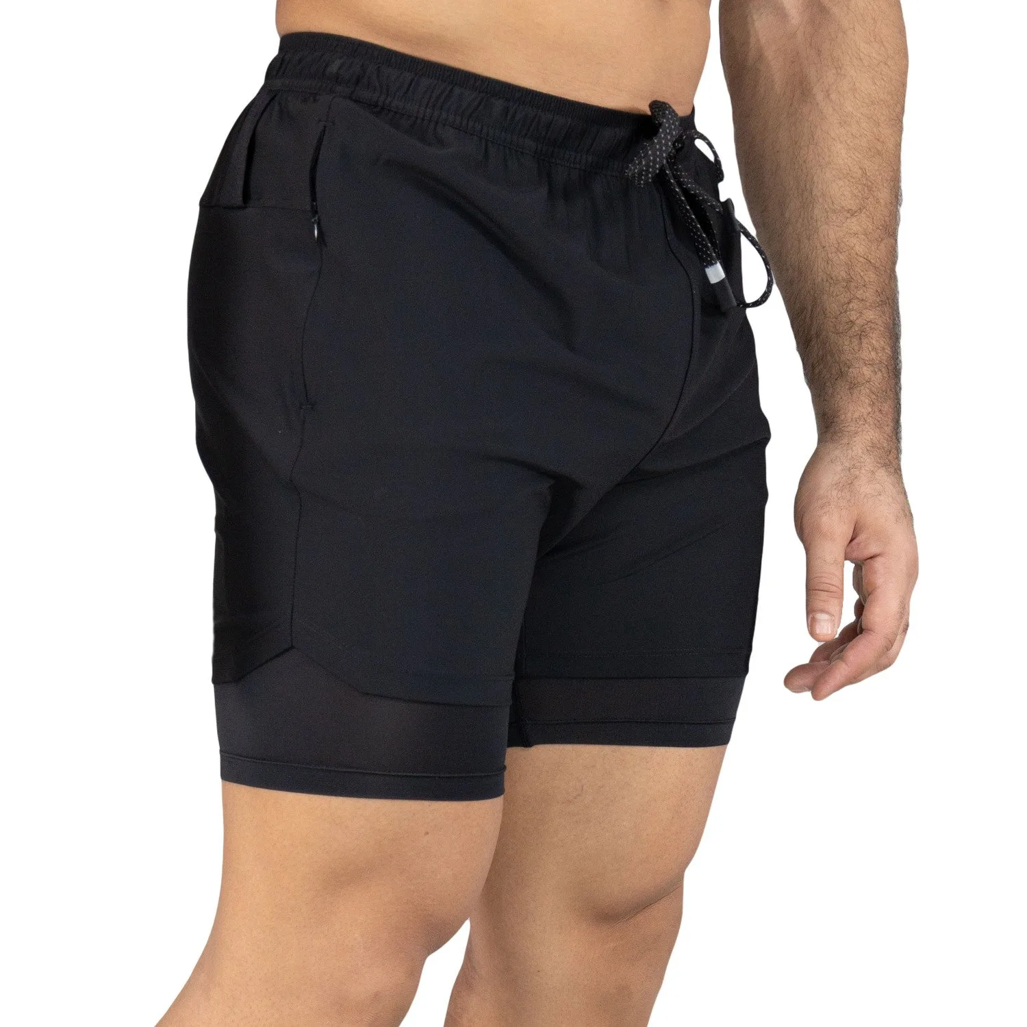 detalle del material del short warp 2en1 dynamic