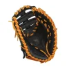 detalle del guante easton gameday 1a base zurdo, cuero y costuras