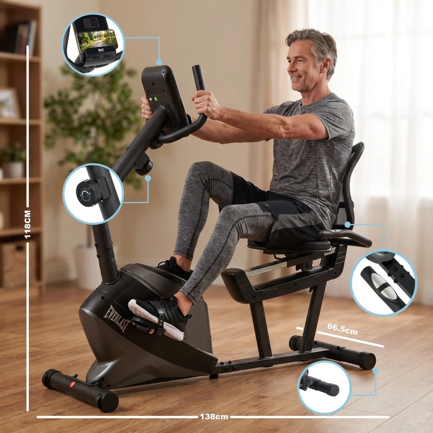 Bicicleta Recumbente Dlx Everlast para Ejercicio - Imagen 2