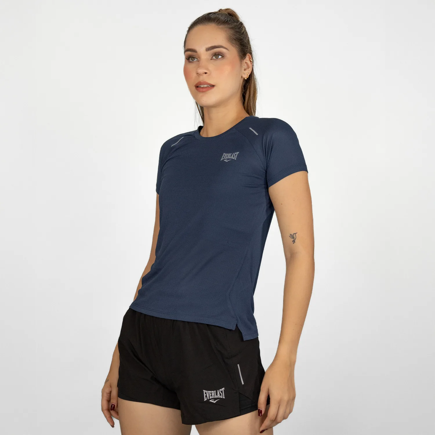 Camiseta deportiva mujer azul Everlast, tejido de punto 100% poliéster