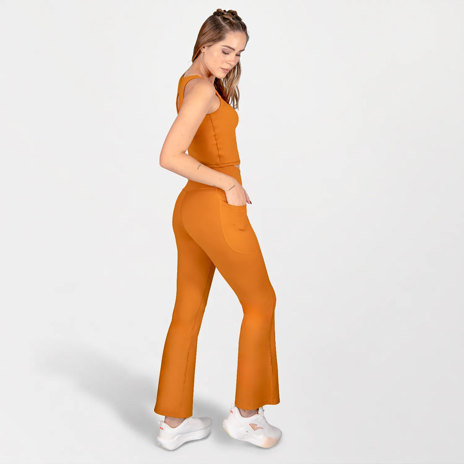 Pantalón Flare Mujer Everlast Pocket Terracota