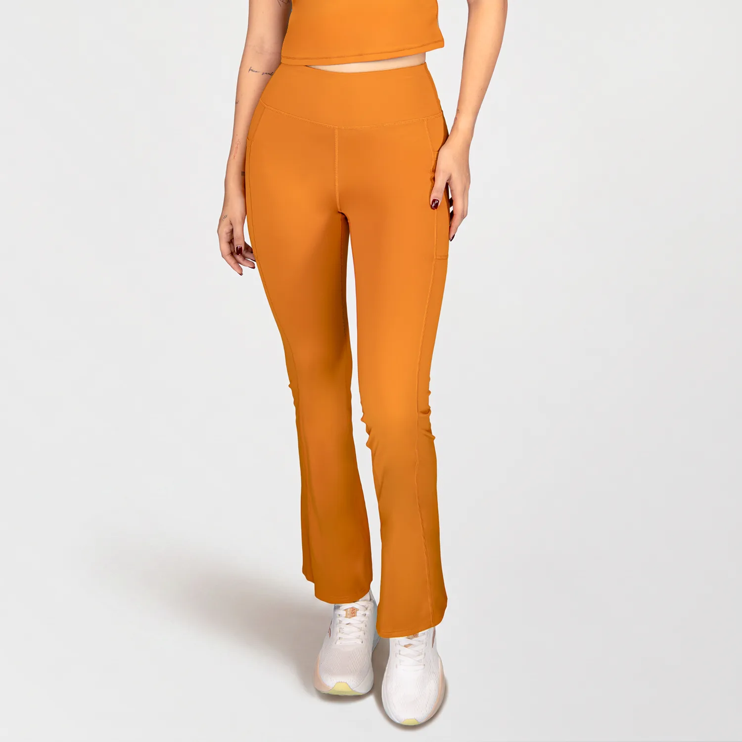 Pantalón Flare Mujer Everlast Pocket Terracota