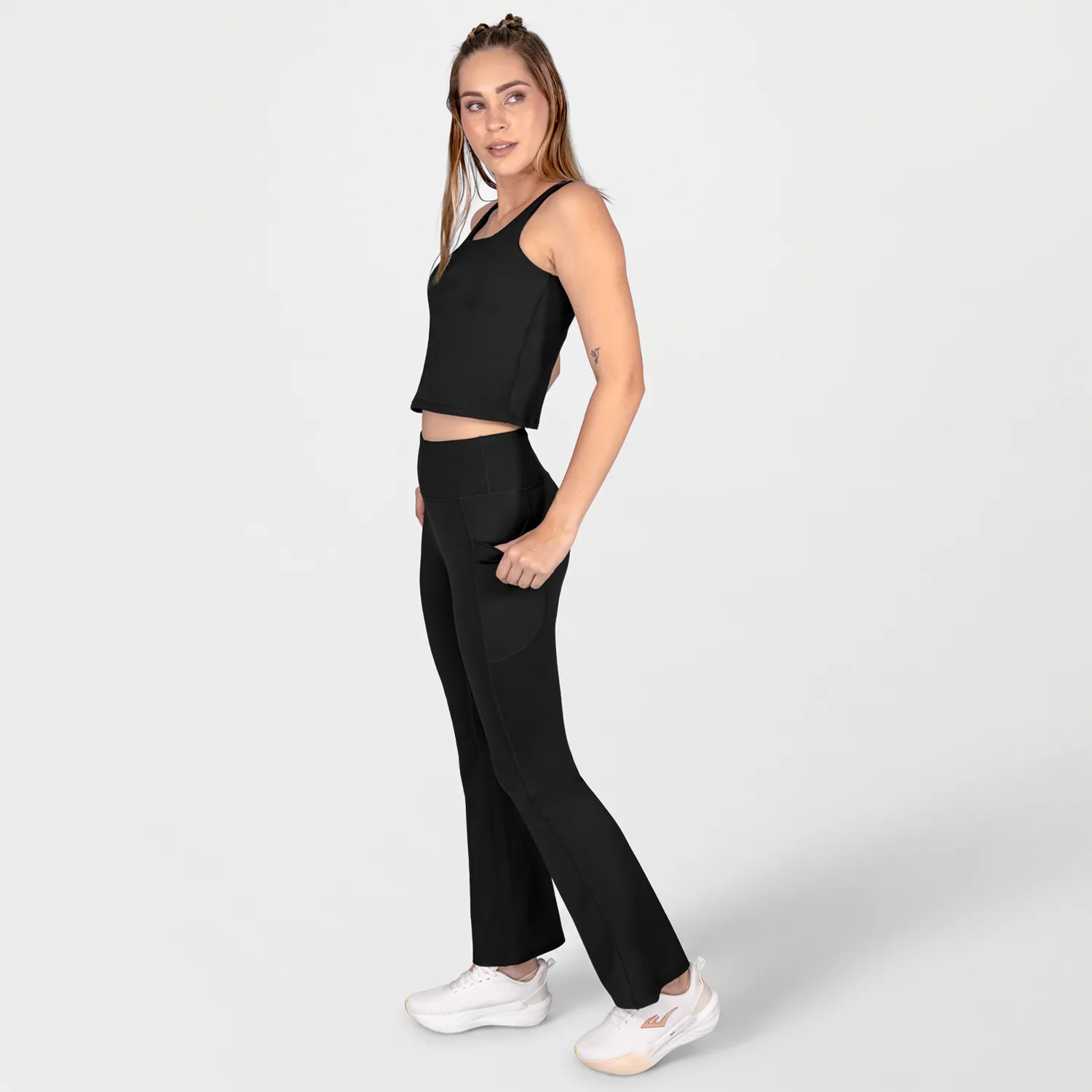 Pantalon Mujer Everlast Flare Pocket Negro