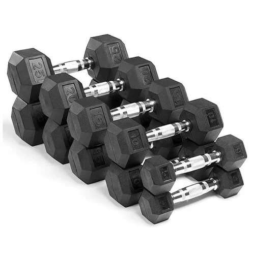 Mancuerna Hexagonal Caucho Premium para Fitness