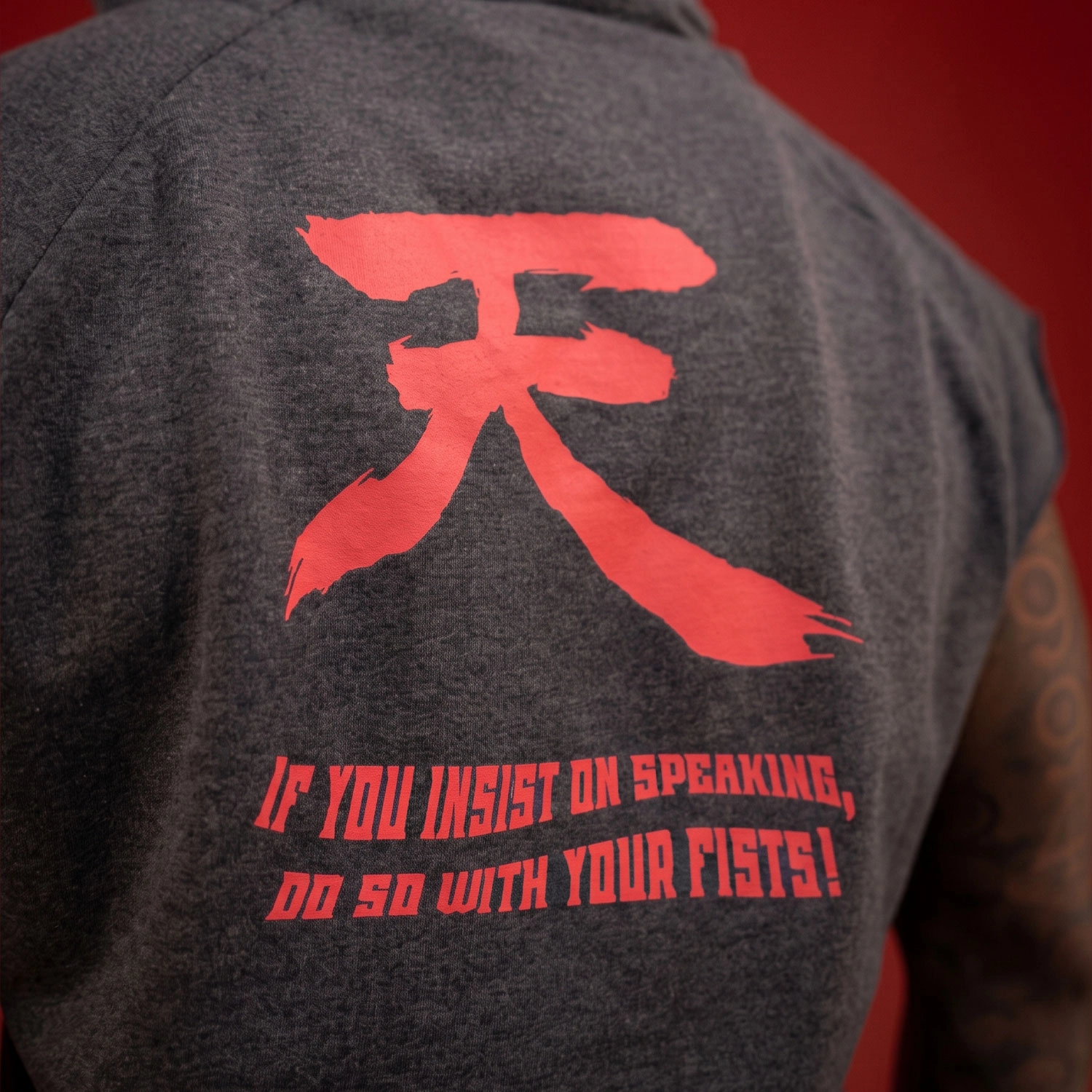 Hoodie sin Mangas Everlast Boxing Akuma Gris Carbón para Hombre