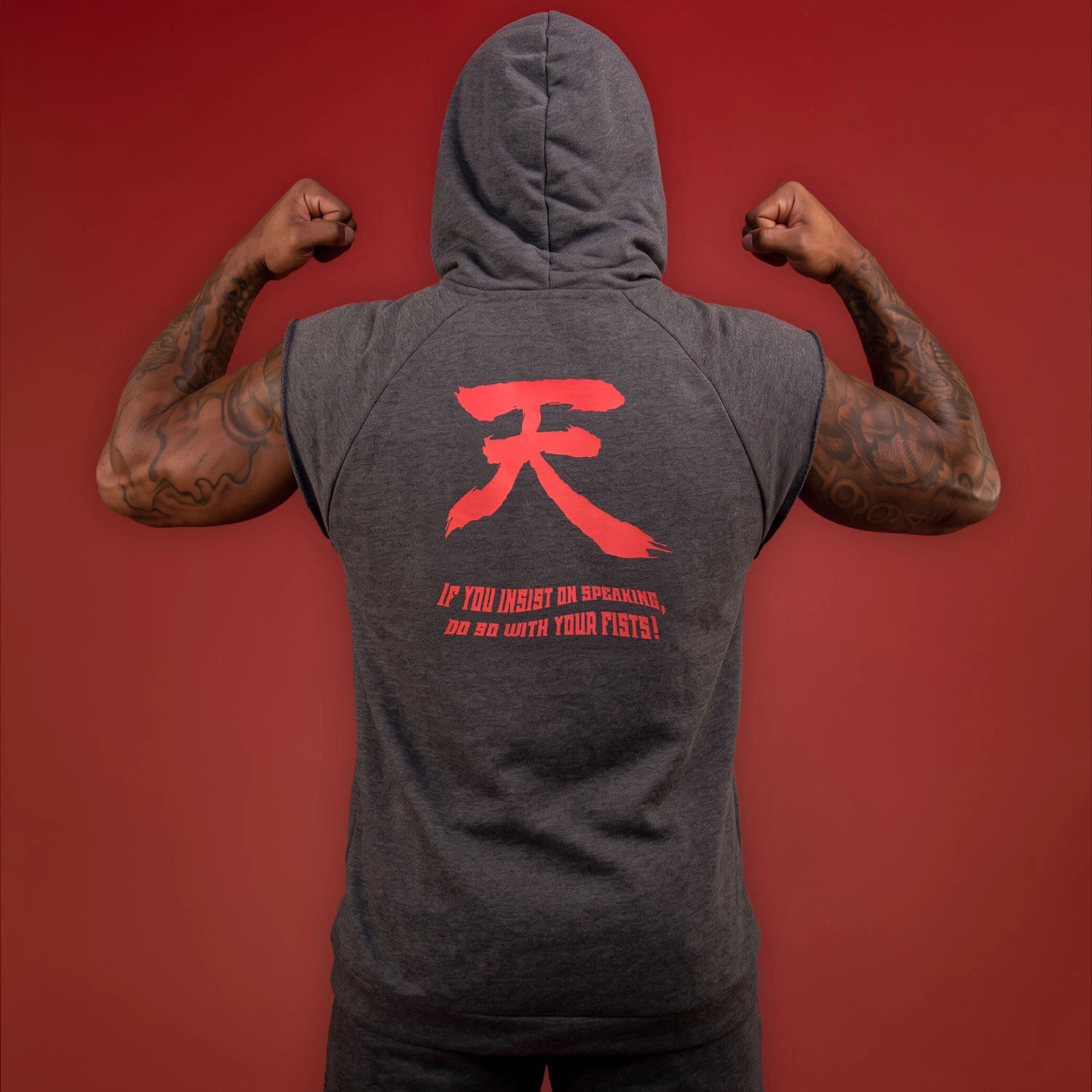 Hoodie sin Mangas Everlast Boxing Akuma Gris Carbón para Hombre