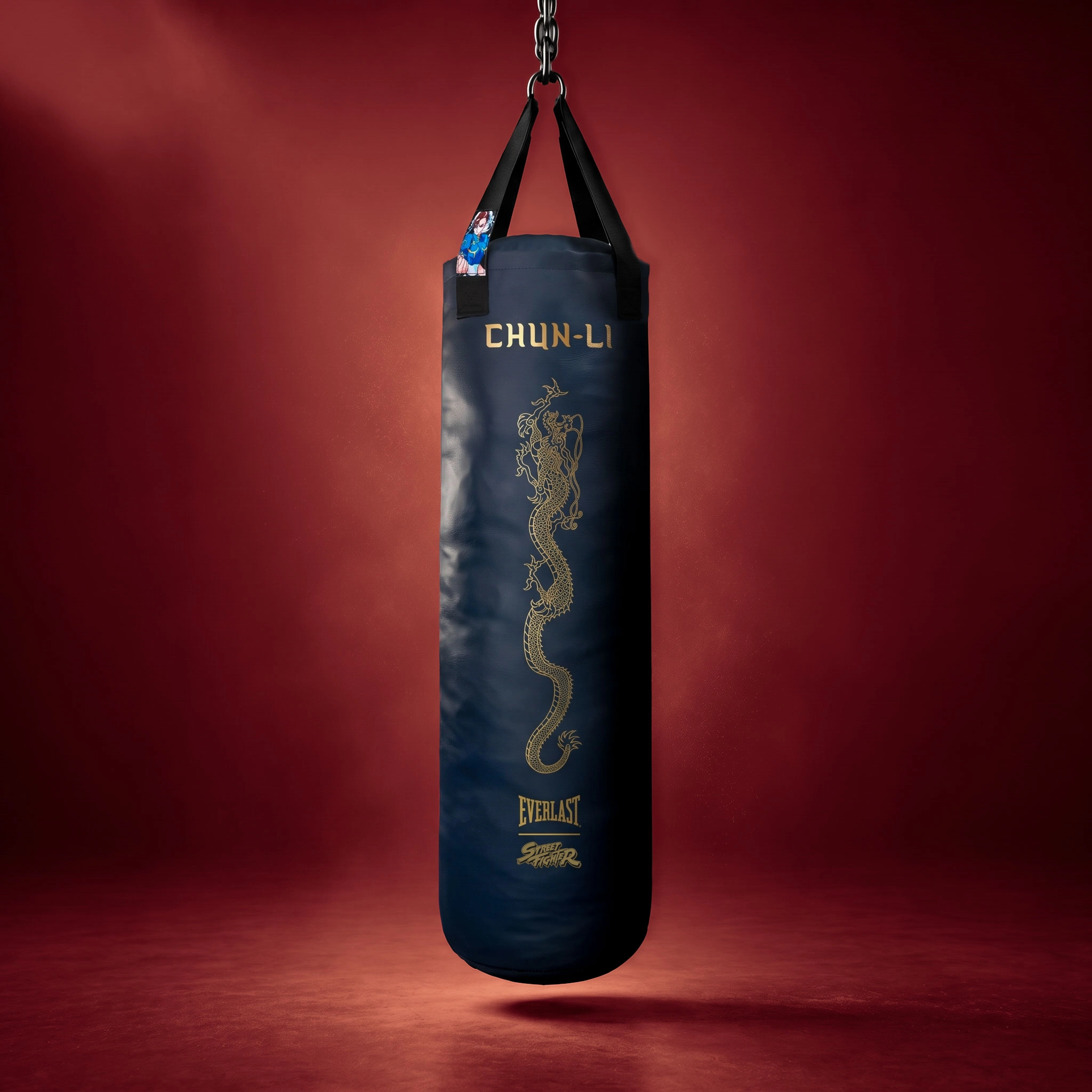 Saco de Boxeo Everlast Street Fighter Chun-Li 100 lb Azul Marino