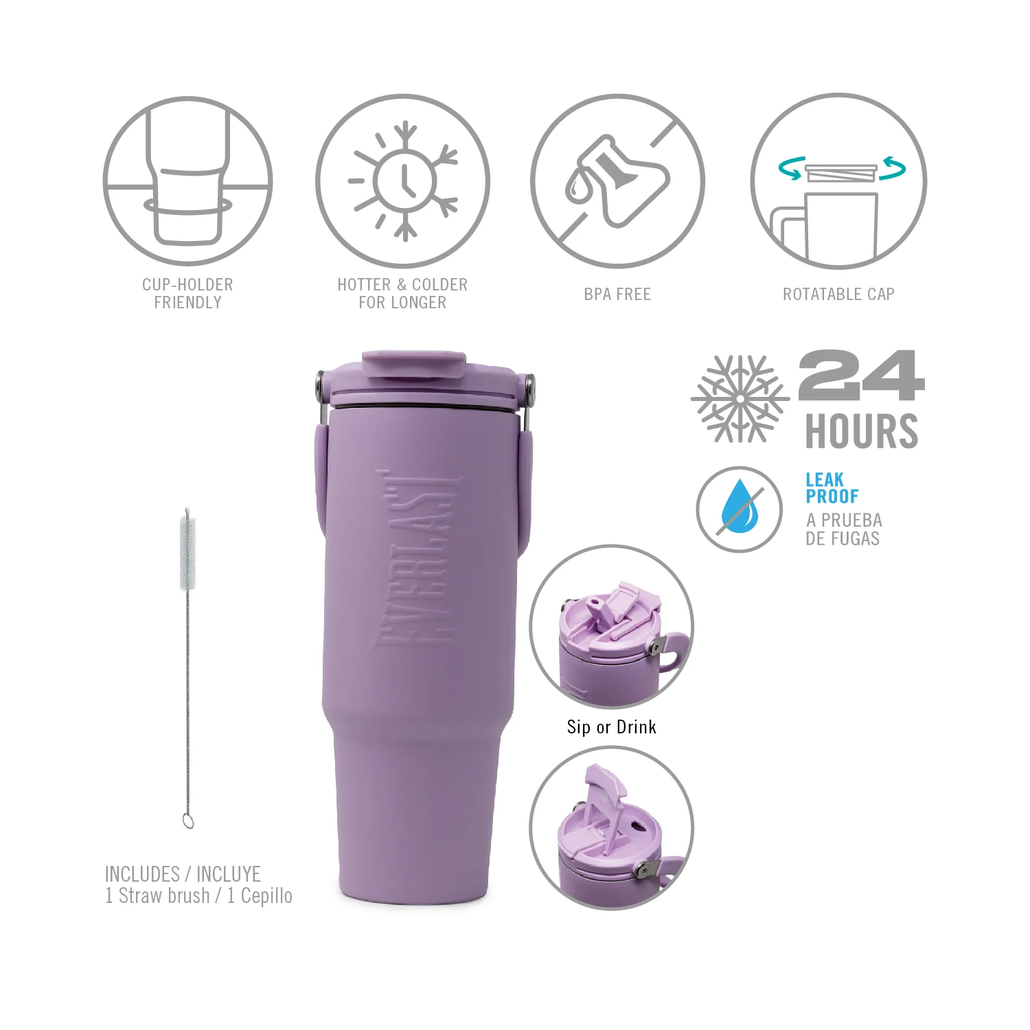 Tumbler H2o 900 Ml Everlast Acero Inoxidable