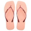 Sandalias Havaianas de punta cuadrada en rosa con tiras brillantes