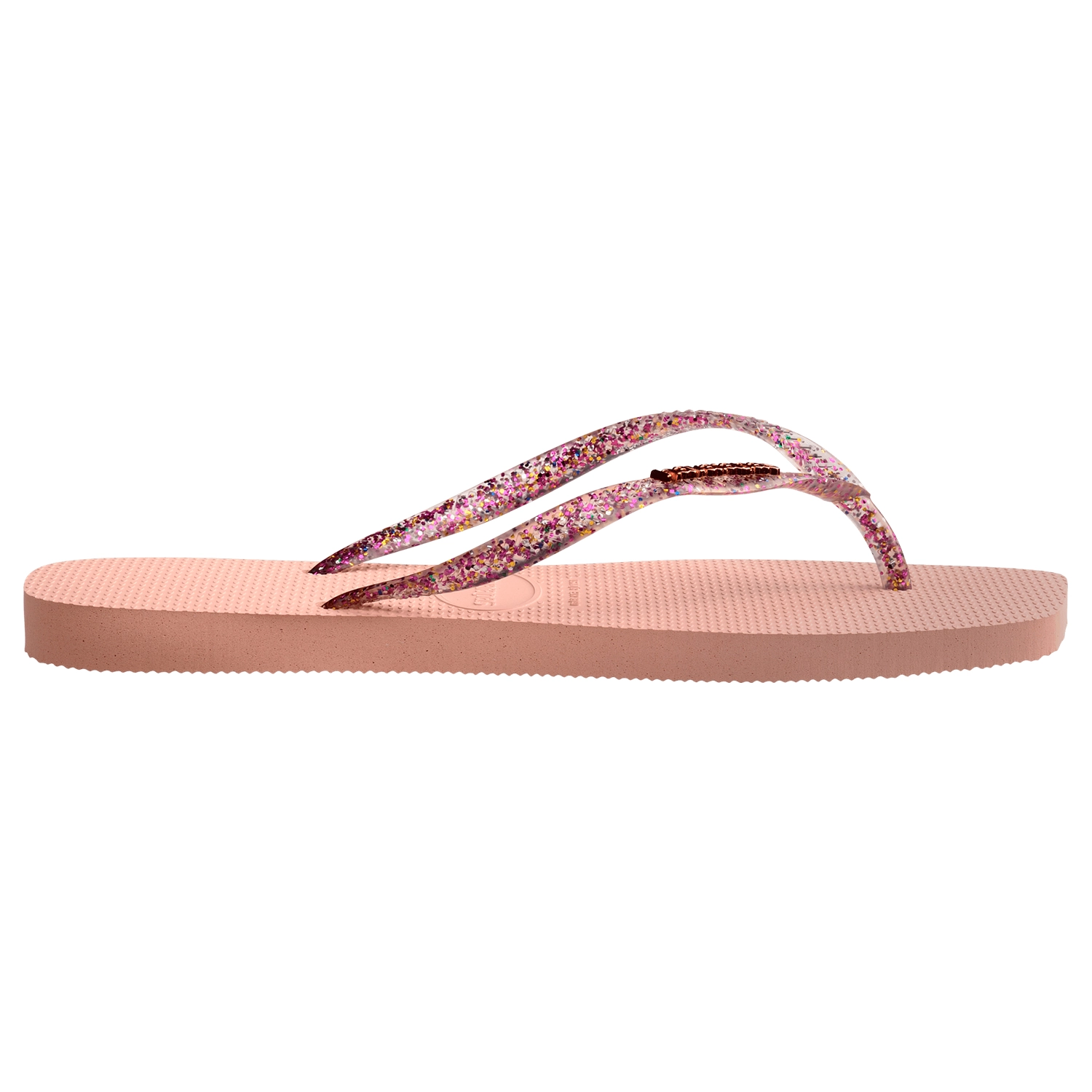 Sandalias Havaianas de punta cuadrada en rosa con tiras brillantes