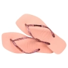 Sandalias Havaianas de punta cuadrada en rosa con tiras brillantes