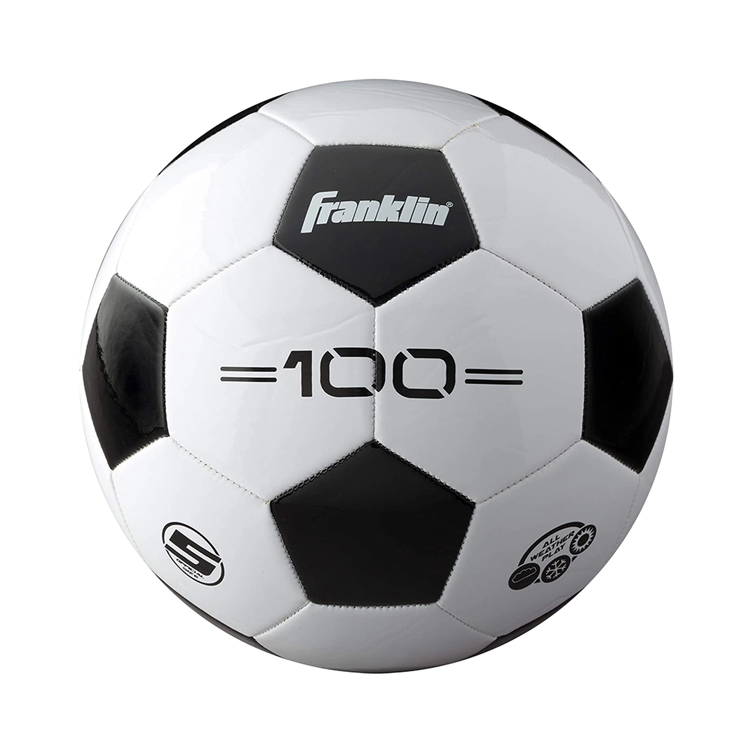 Balón de Fútbol Franklin Tamaño 5 Blanco y Negro