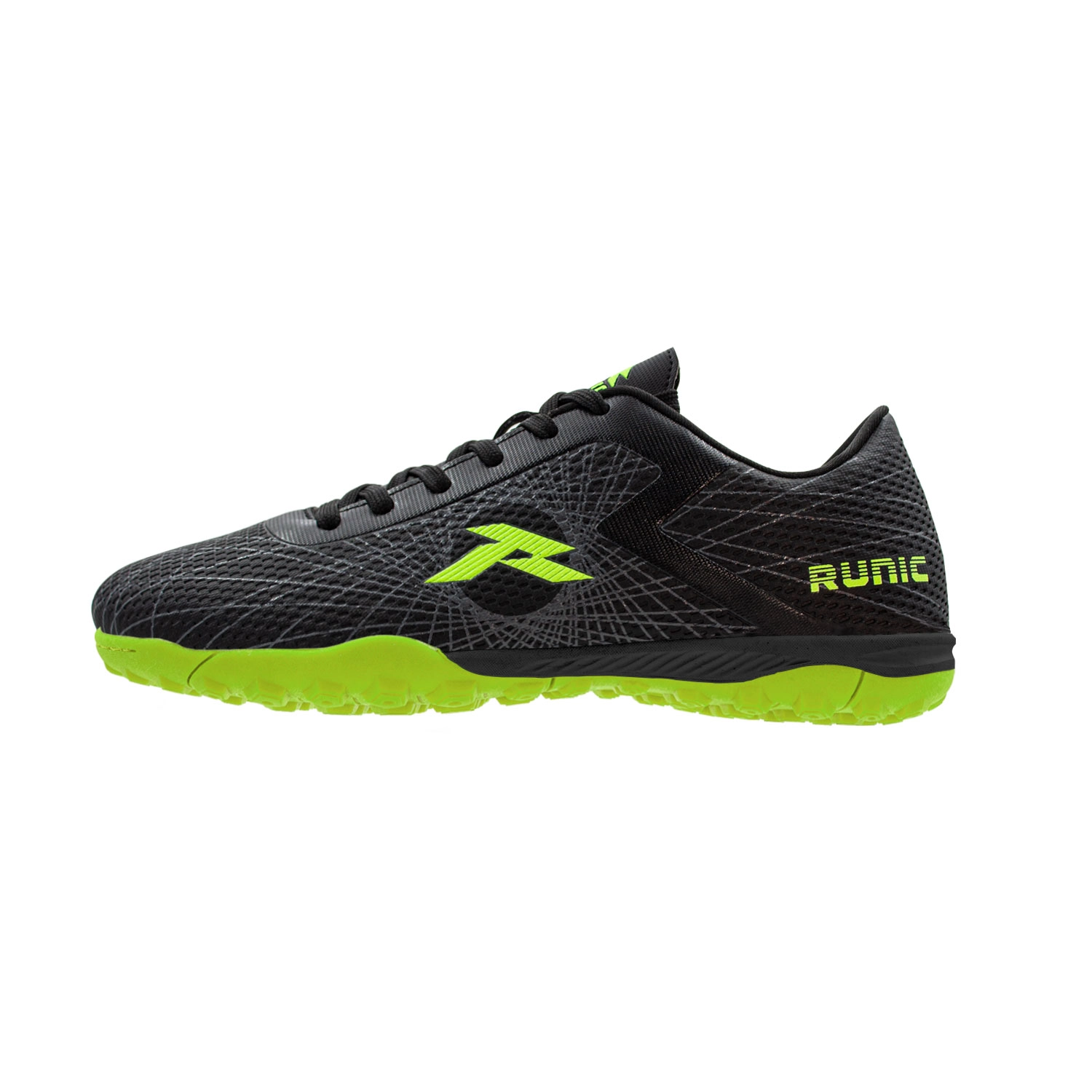 Zapatillas de fútbol Runic negras y verde limón