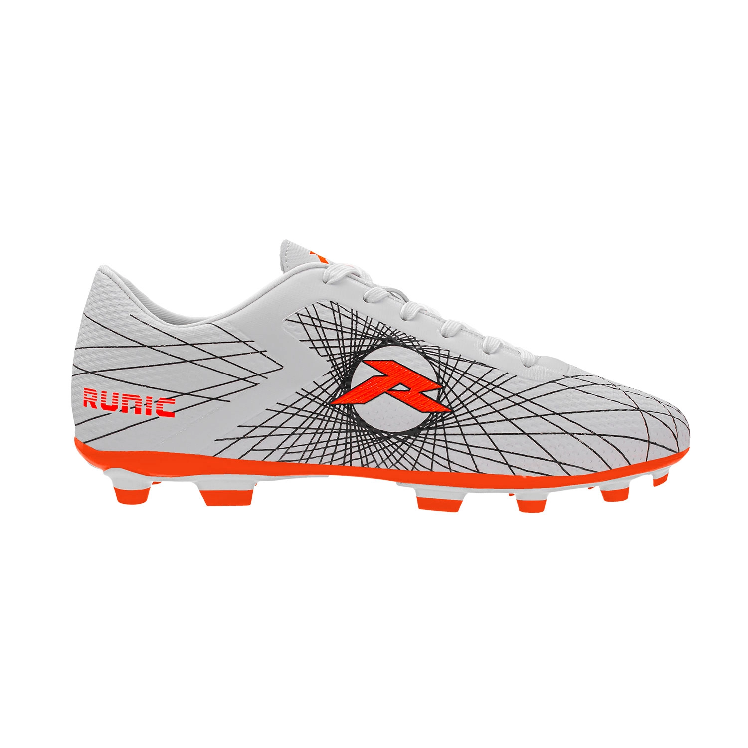 Tacos de fútbol Runic TPU blancos con detalles naranja