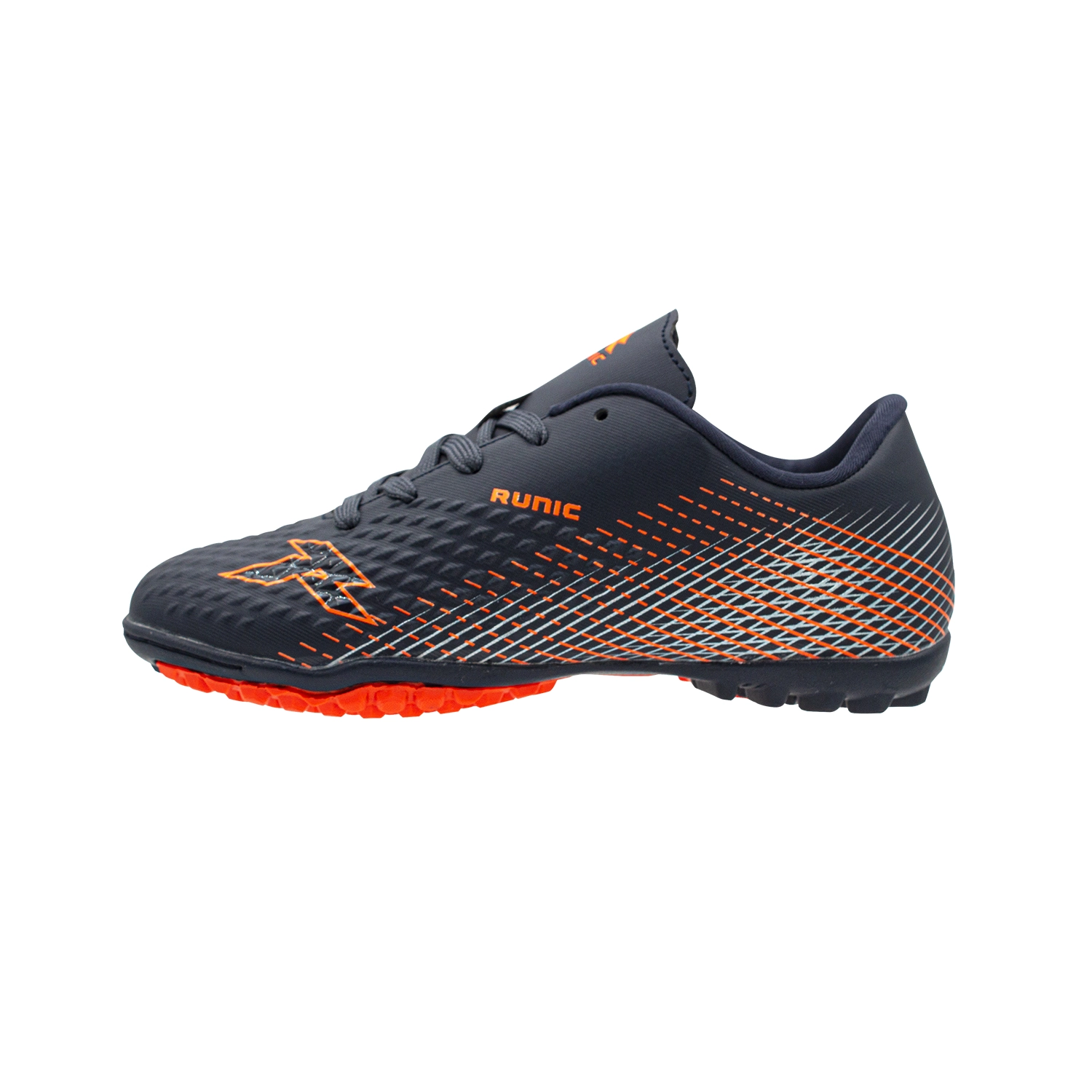 Zapatillas de fútbol Runic TF azul marino y naranja