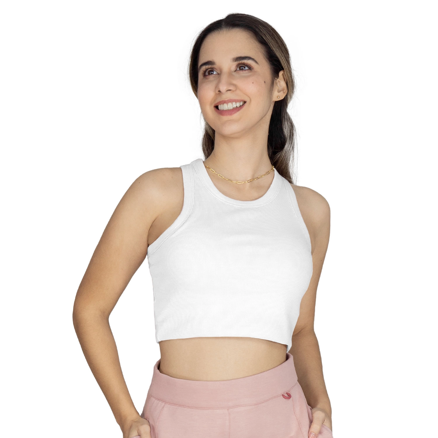 Tank corto acanalado blanco Everlast para mujer