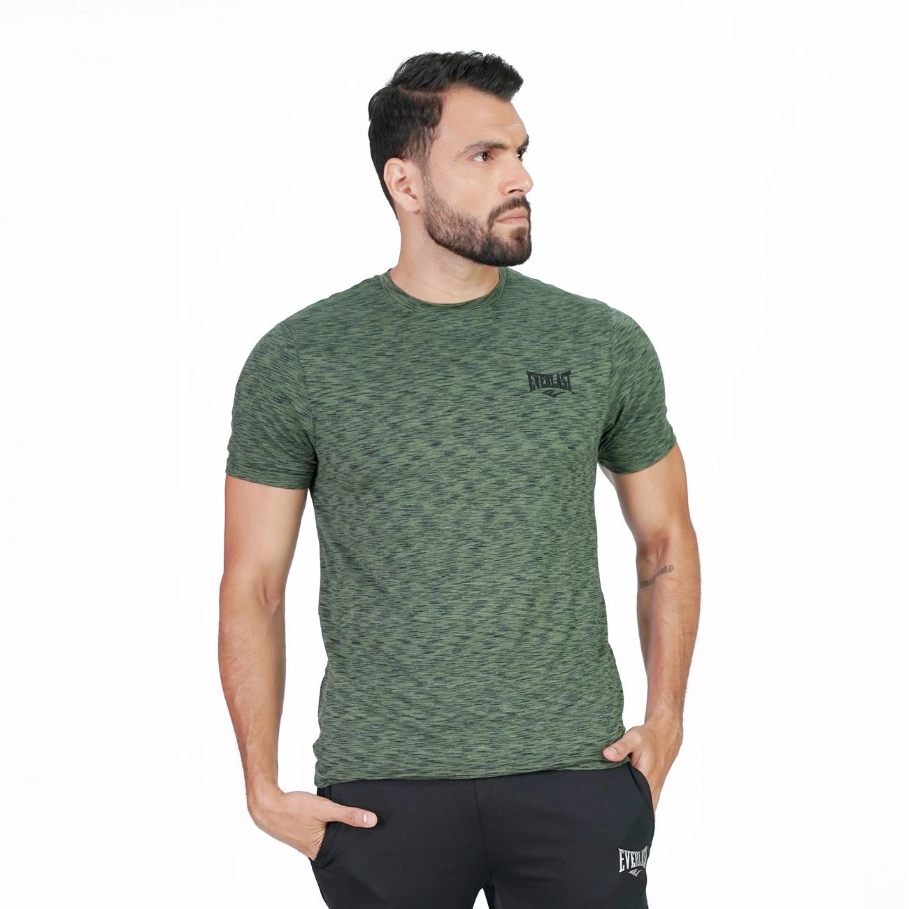 T-shirt deportiva Everlast Core para hombre verde jaspeado