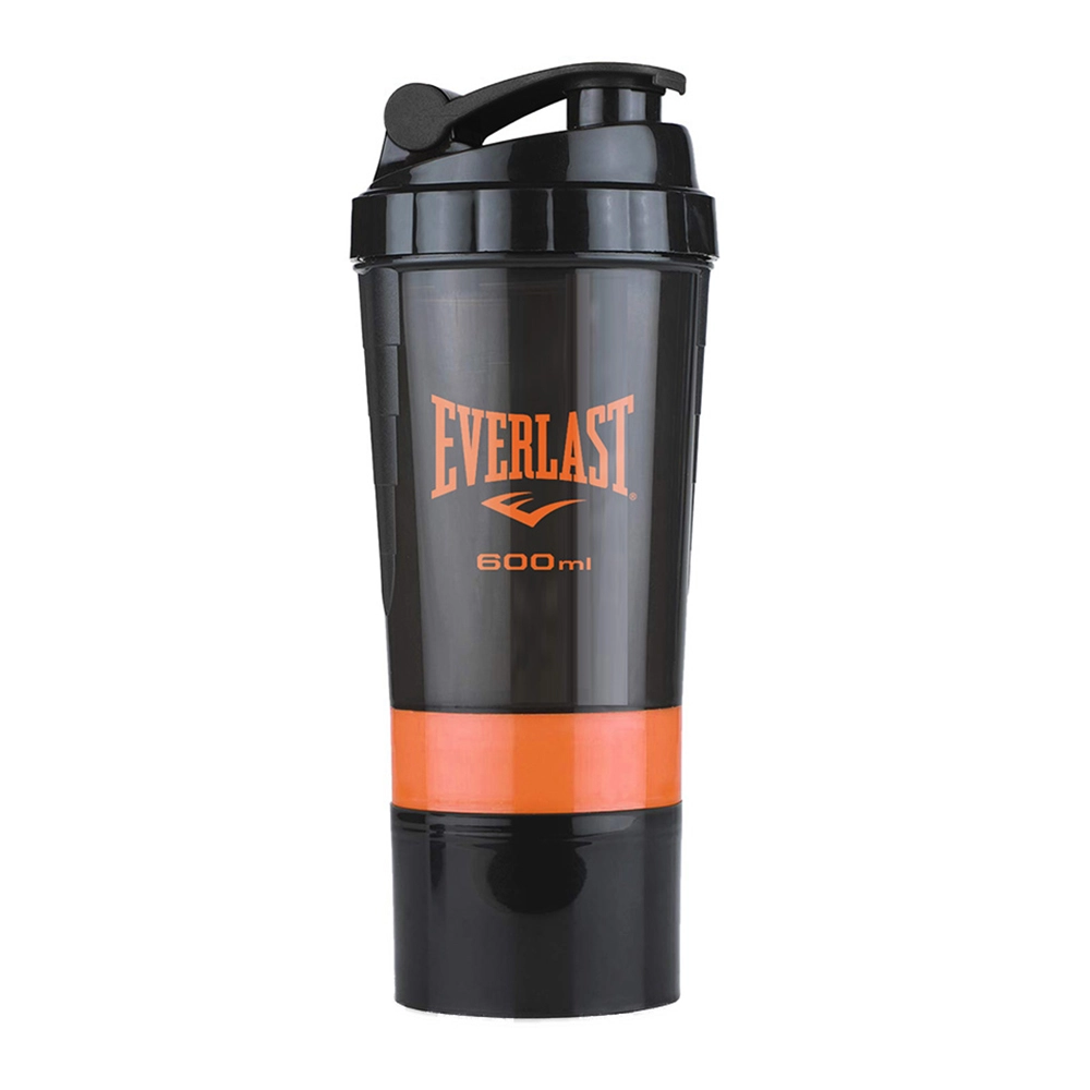 Botella shaker Everlast de 600 ml negra y naranja