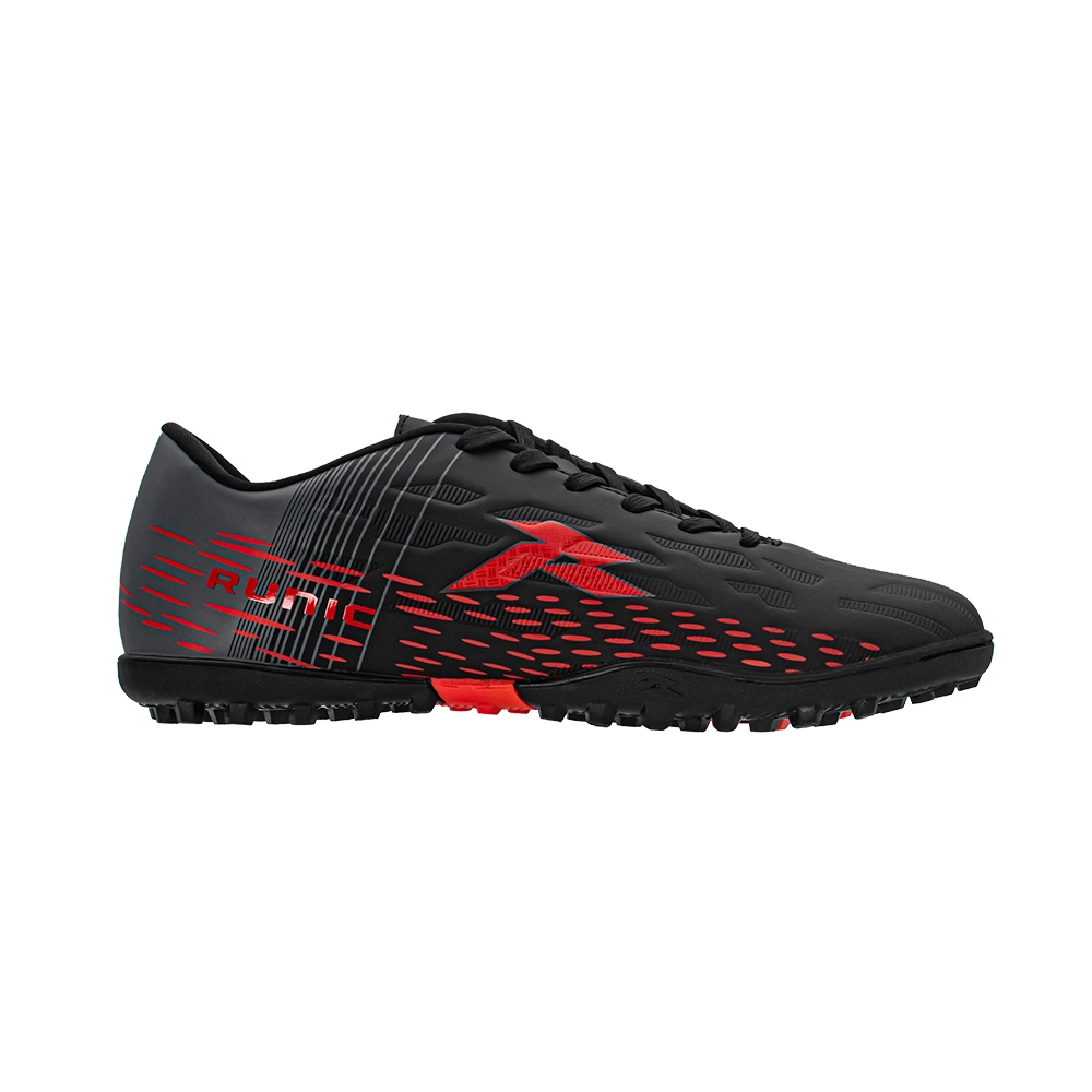 Zapatillas de fútbol Runic negras con detalles rojos