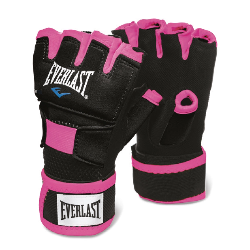 Guantes de boxeo Everlast Evergel negros y rosados