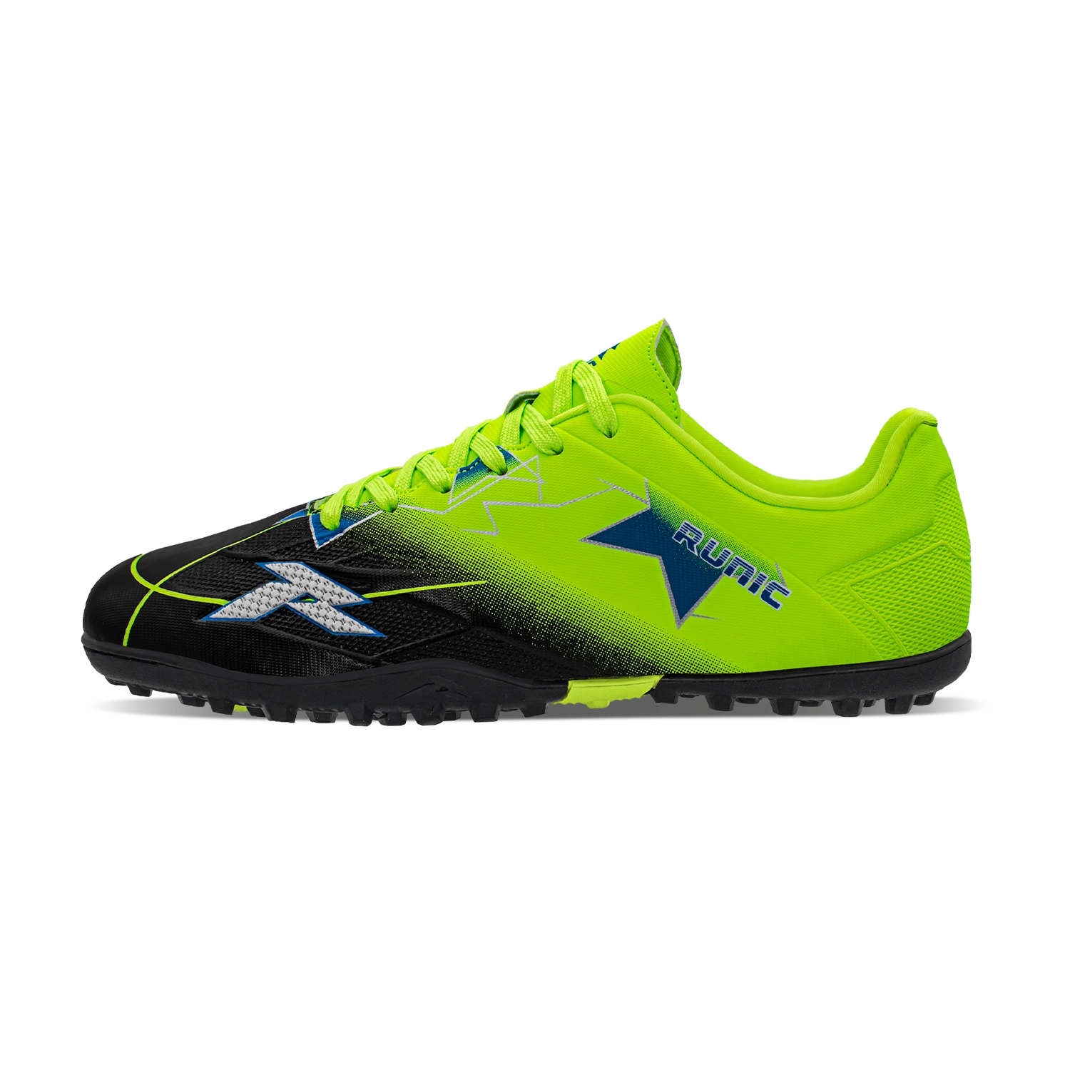 Zapatillas de fútbol Runic verde neón y negro