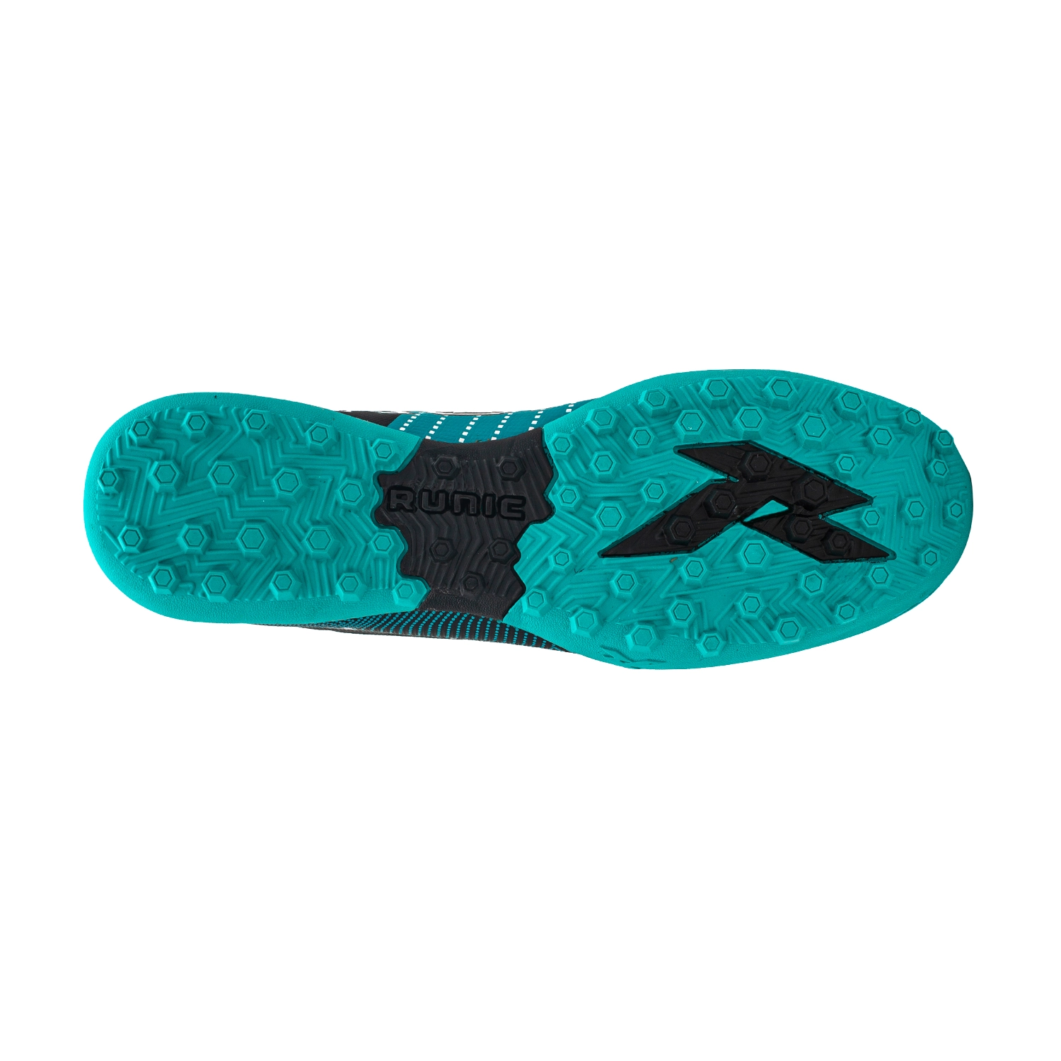 Zapatillas de fútbol Runic TF negras y turquesa