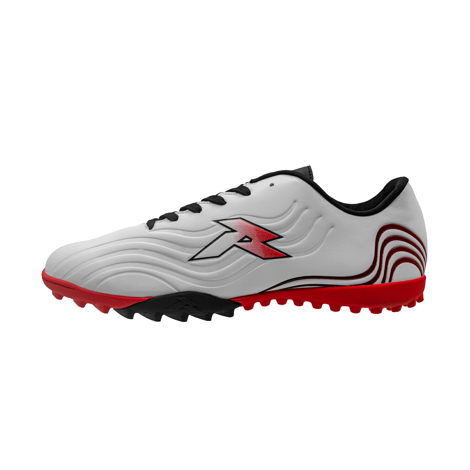 Zapatillas de fútbol Runic TF blancas y rojas
