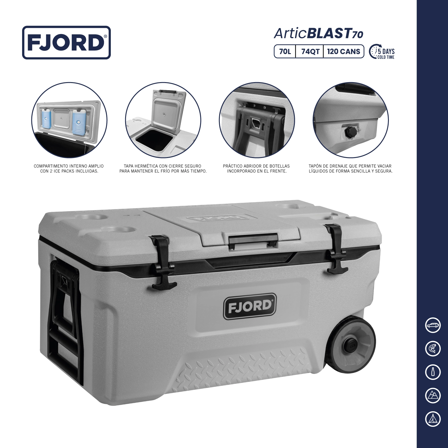 Cooler Valha 70l con Ruedas Fjord - Imagen 4