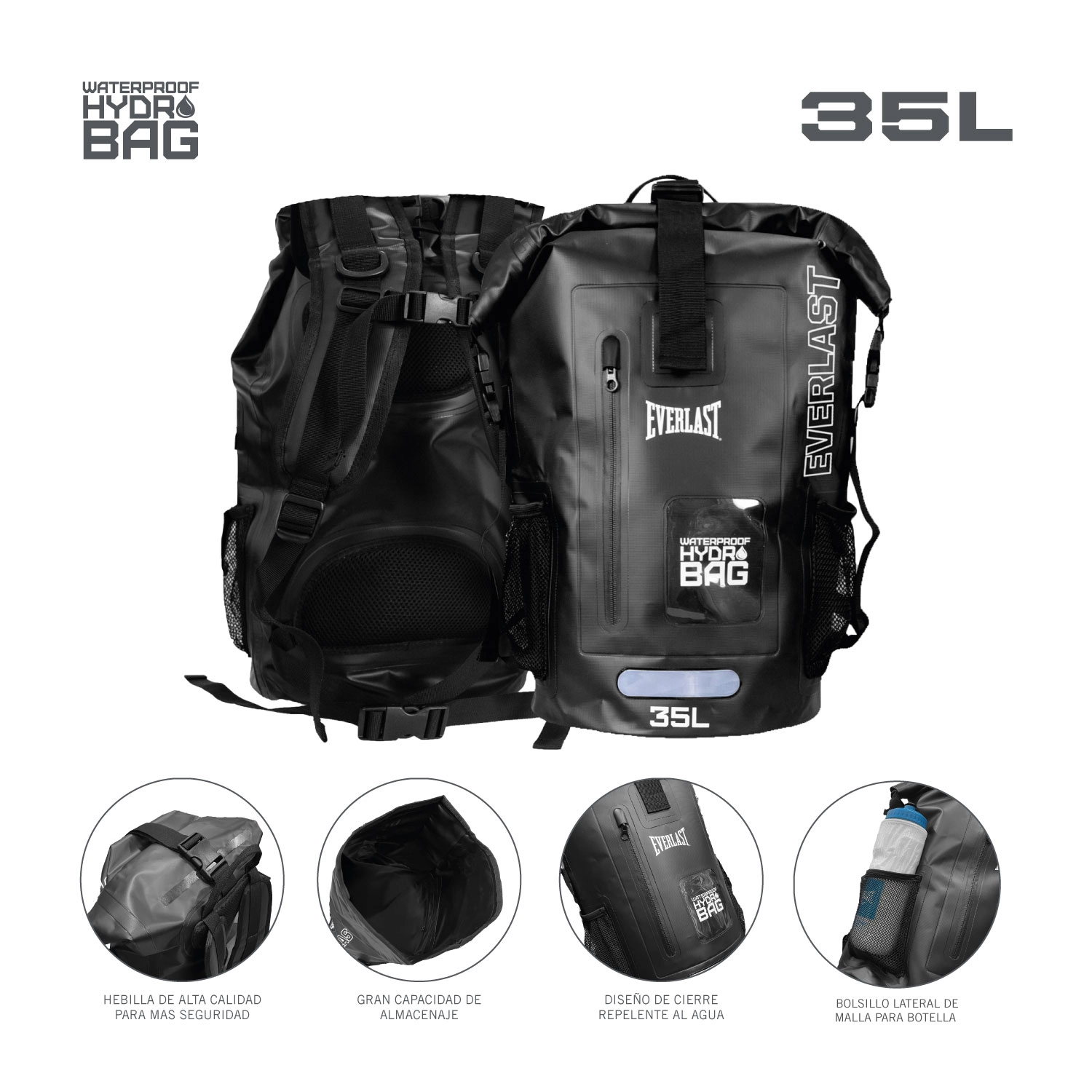 Mochila Everlast 35l Impermeable Gran Capacidad - Imagen 4