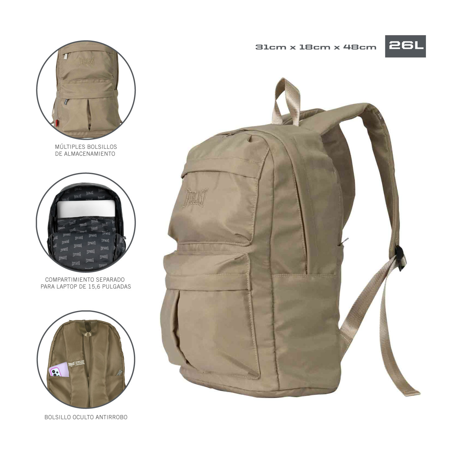 Mochila Everlast Deportiva Ligera 16.5 - Imagen 5
