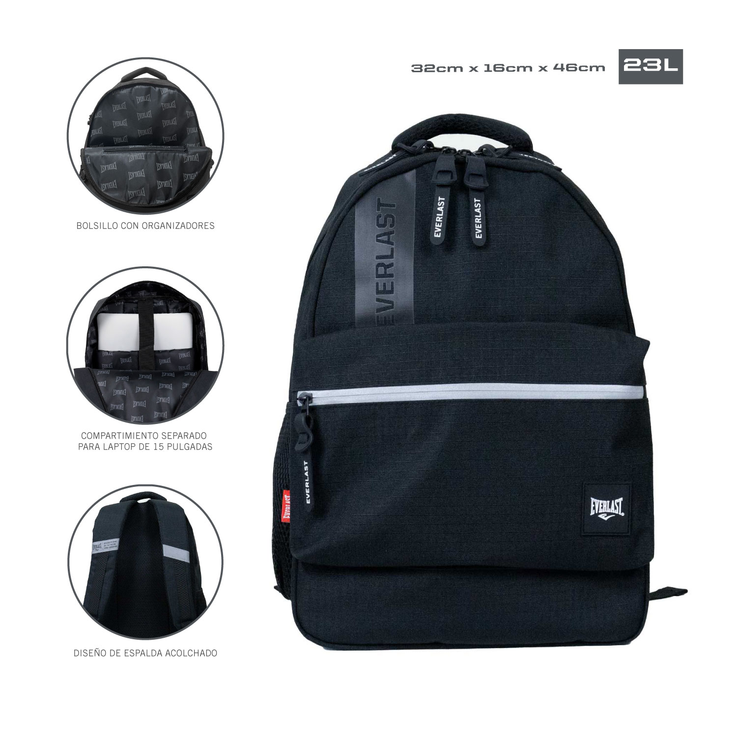 Mochila Everlast Deportiva Resistente 32cm - Imagen 5