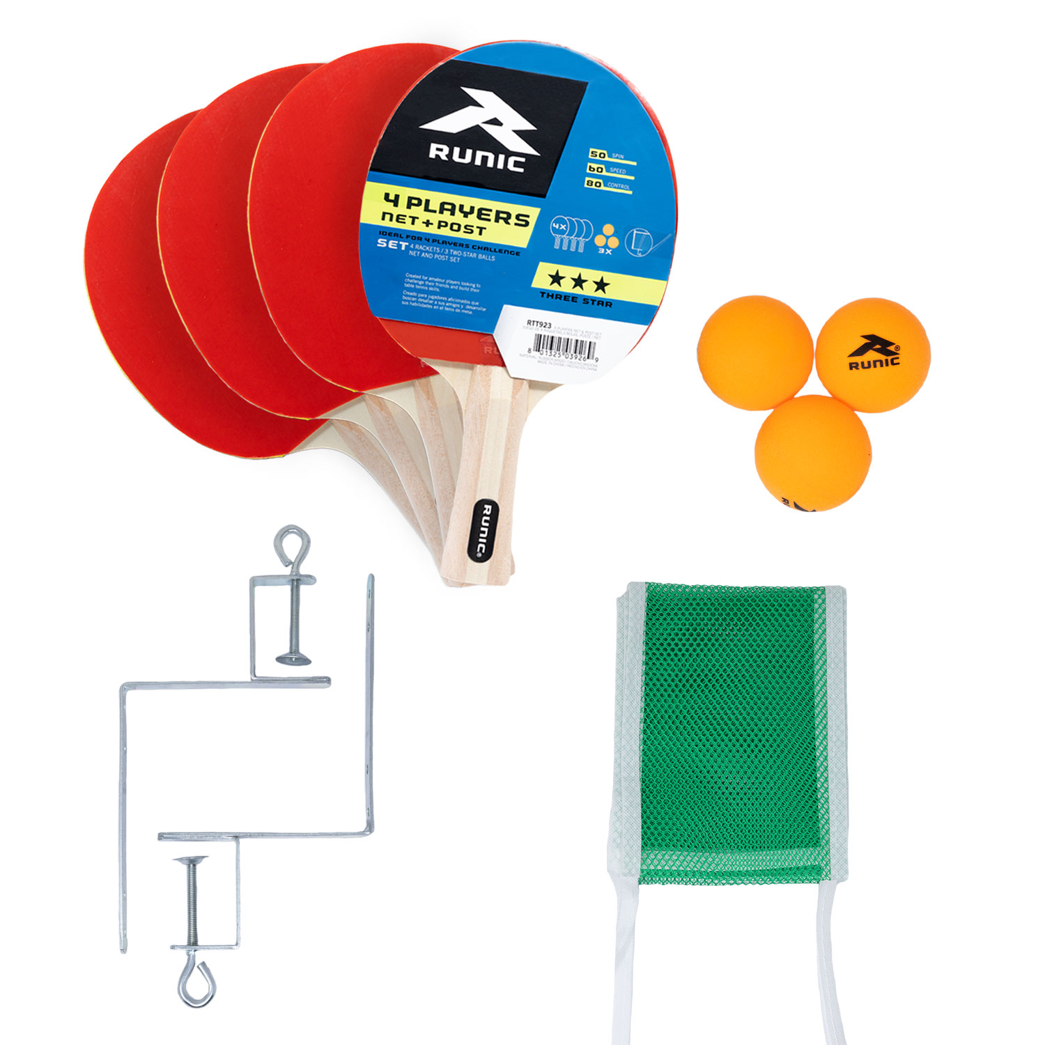 Set Ping Pong Runic Completo 4 Raquetas - Imagen 4