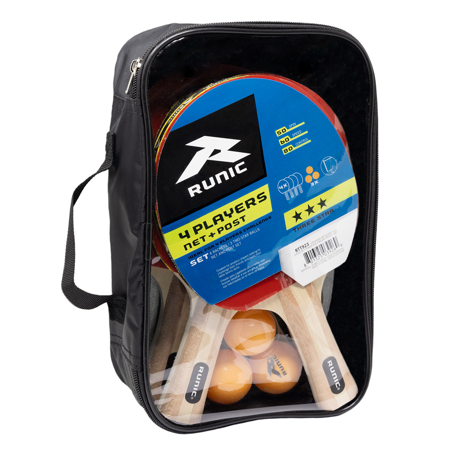 Set Ping Pong Runic Completo 4 Raquetas - Imagen 3